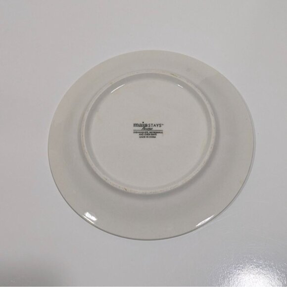Mainstays White 7" Plate With Blue Double Stripe Design Dishwasher & Microwave S - Picture 5 of 6